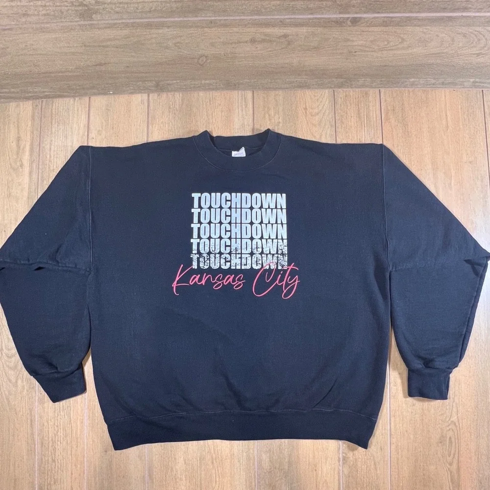 Kansas City Chiefs Touchdown Sweatshirt Hanes Ultimate‎ Cotton Large Black